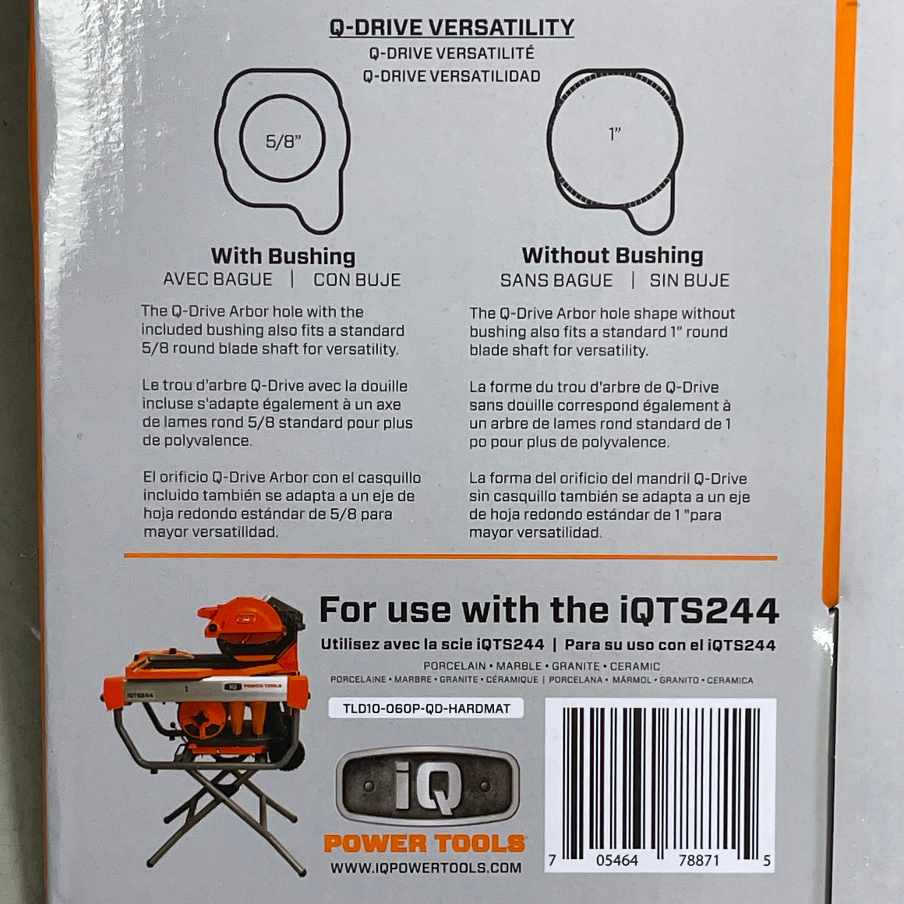 IQ POWER TOOLS Q-Drive Arbor Hard Material Blade For IQTS244 10" T10-060P-QD-HM
