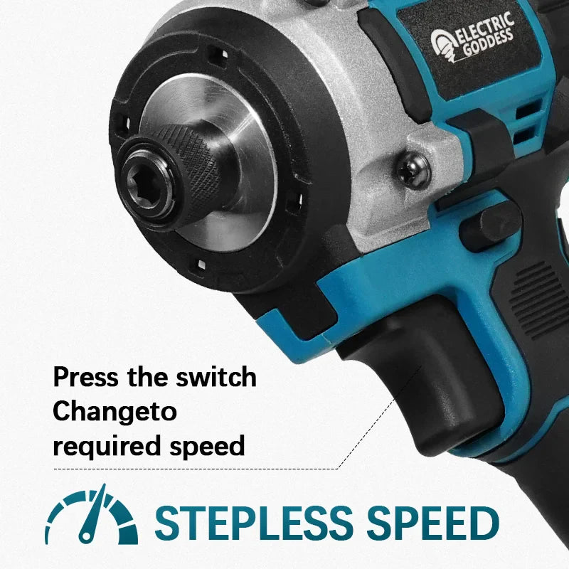 Brushless Cordless Impact Screwdriver, Rechargeable Multifunctional 18V Battery Compatible Power Tool